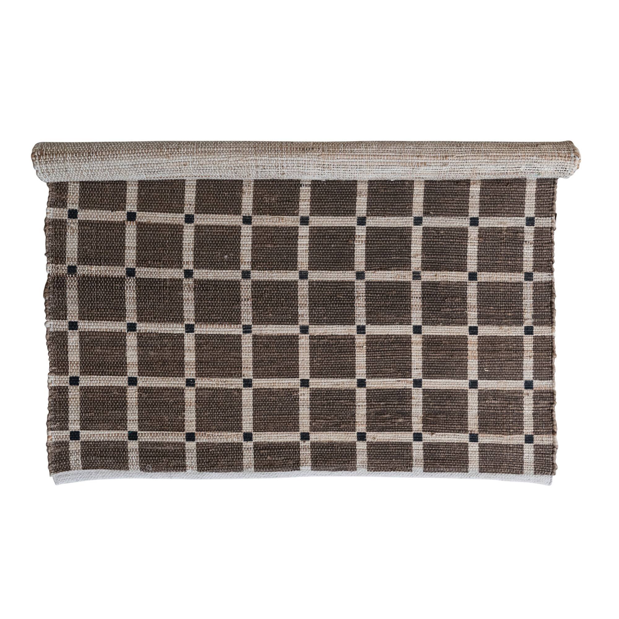 Hello Honey® Cotton and Jute Printed Rug with Grid Pattern